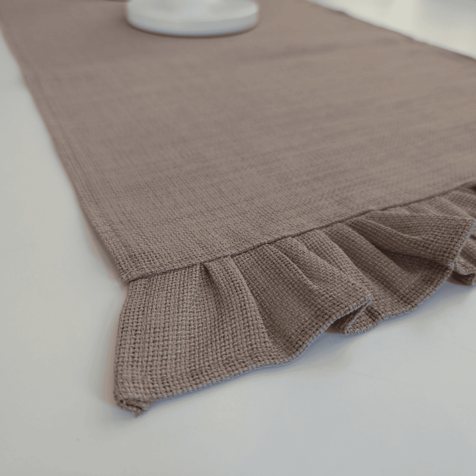 Gardenia Linen Ruffle Runner