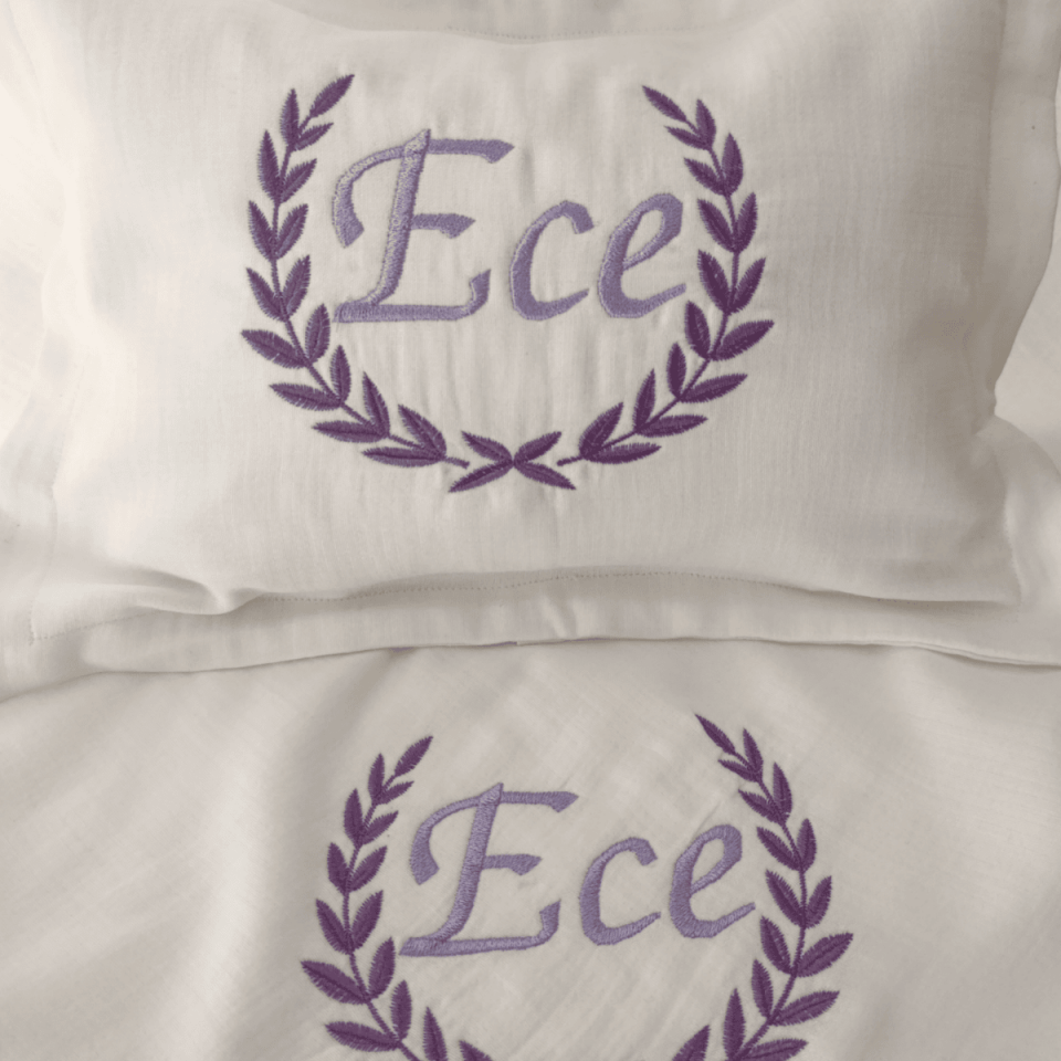 Personalized Embroidered Baby Blanket and Pillow Set – 4 Layers Muslin Fabric, Personalized Gift