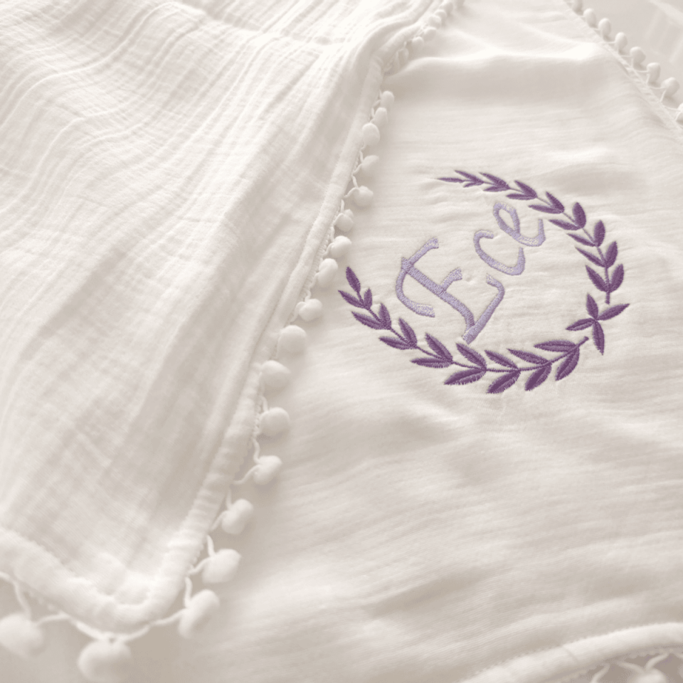 Personalized Embroidered Baby Blanket and Pillow Set – 4 Layers Muslin Fabric, Personalized Gift
