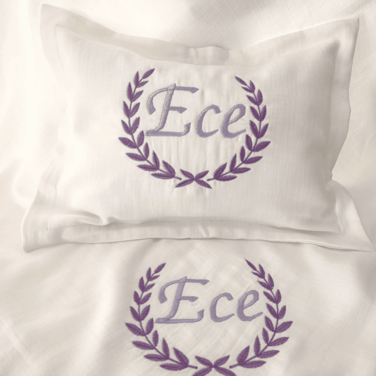 Personalized Embroidered Baby Blanket and Pillow Set – 4 Layers Muslin Fabric, Personalized Gift