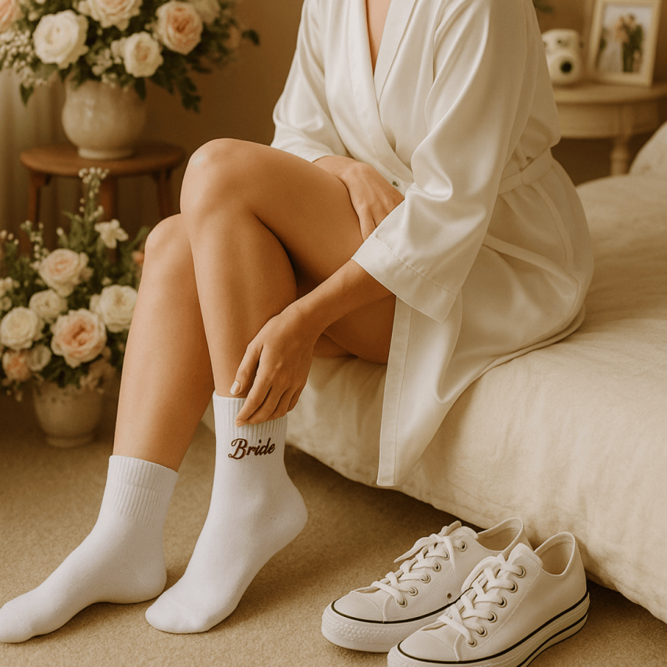 Custom Embroidered Bridal Socks