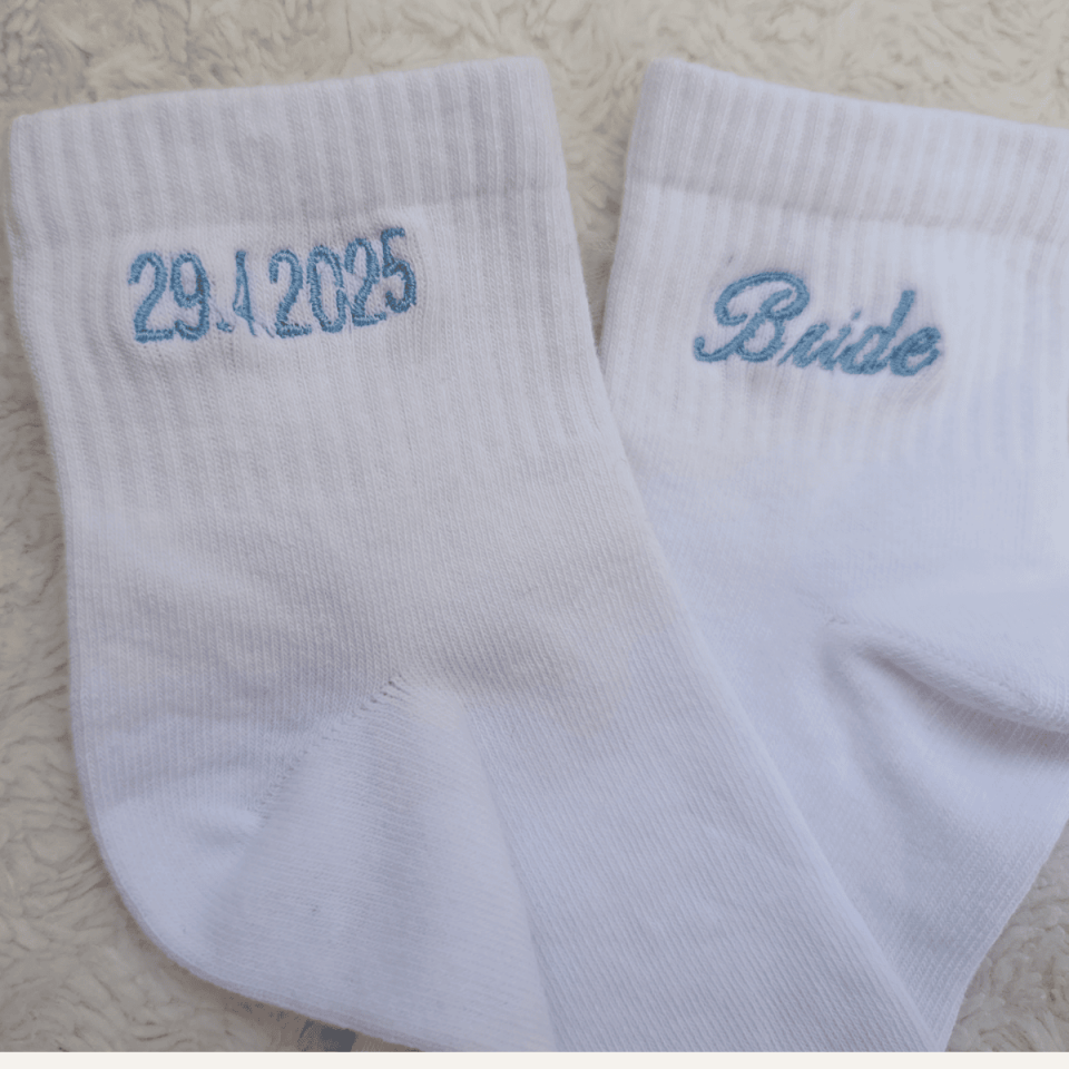 Custom Embroidered Bridal Socks
