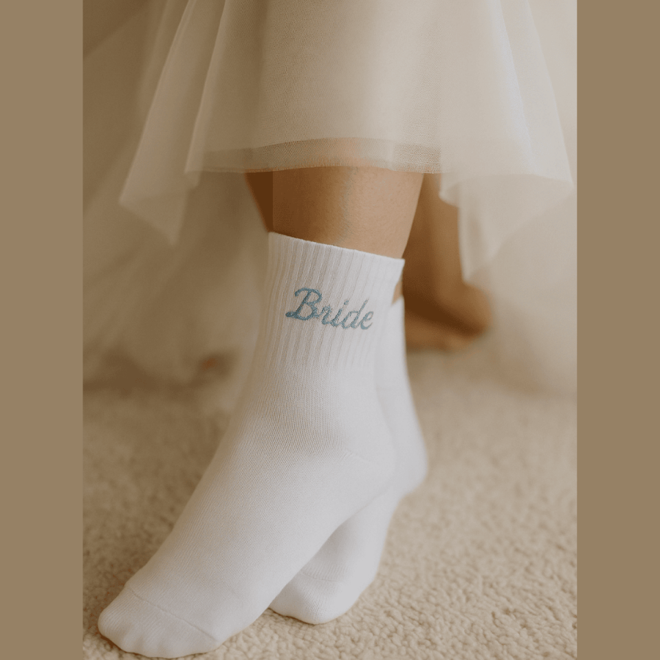 Custom Embroidered Bridal Socks