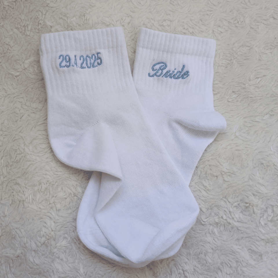 Custom Embroidered Bridal Socks