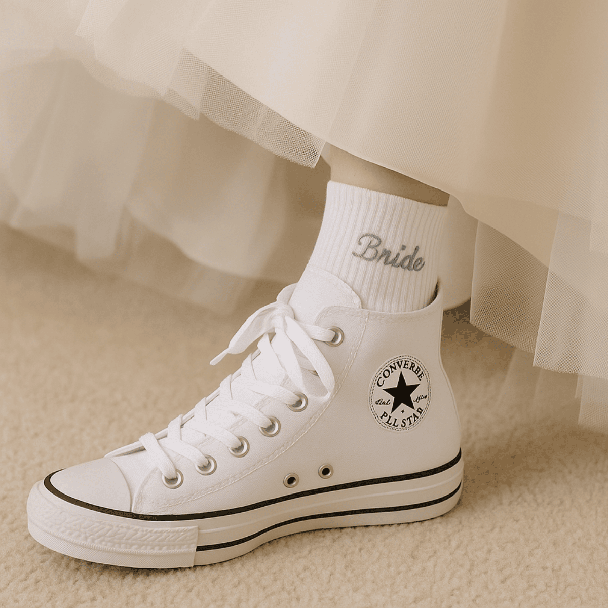 Chaussettes de mariée brodées personnalisées