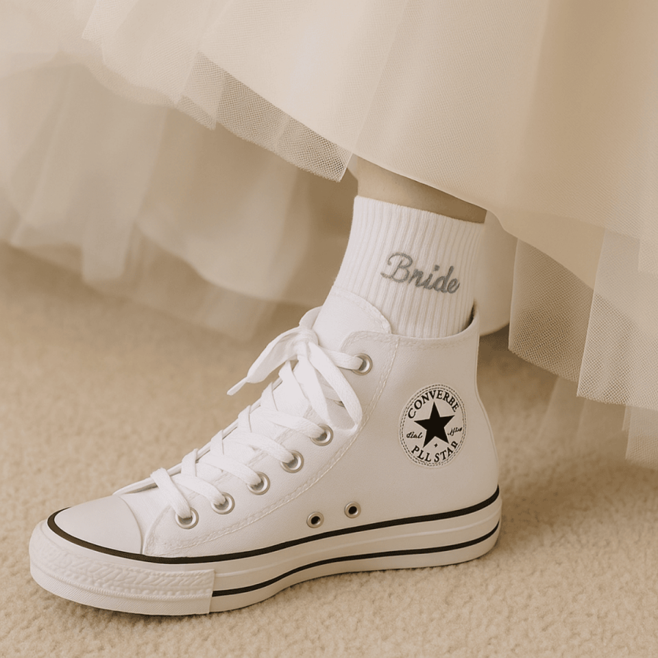 Custom Embroidered Bridal Socks