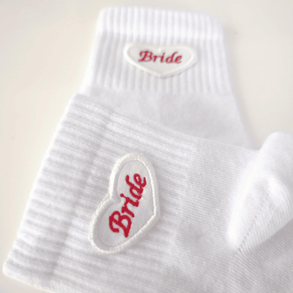 Personalized embroidered bridal socks