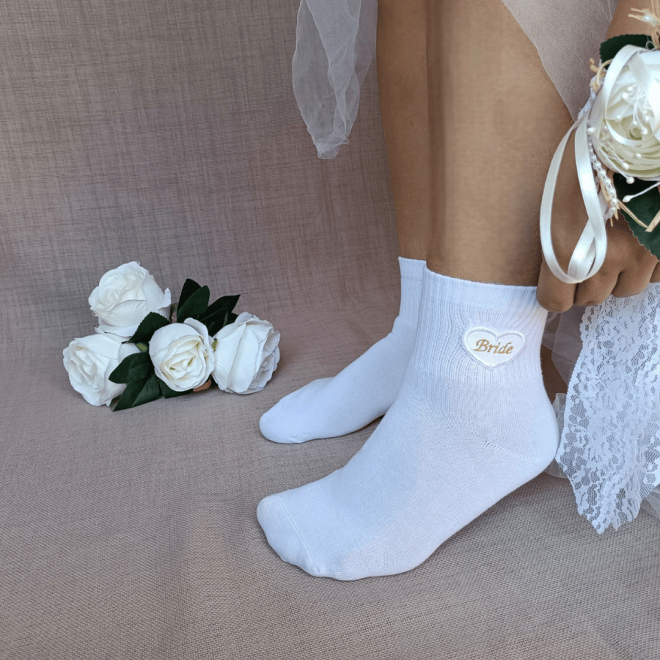 Personalized embroidered bridal socks