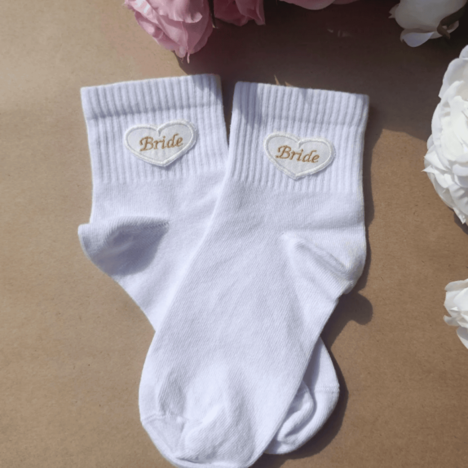 Personalized embroidered bridal socks