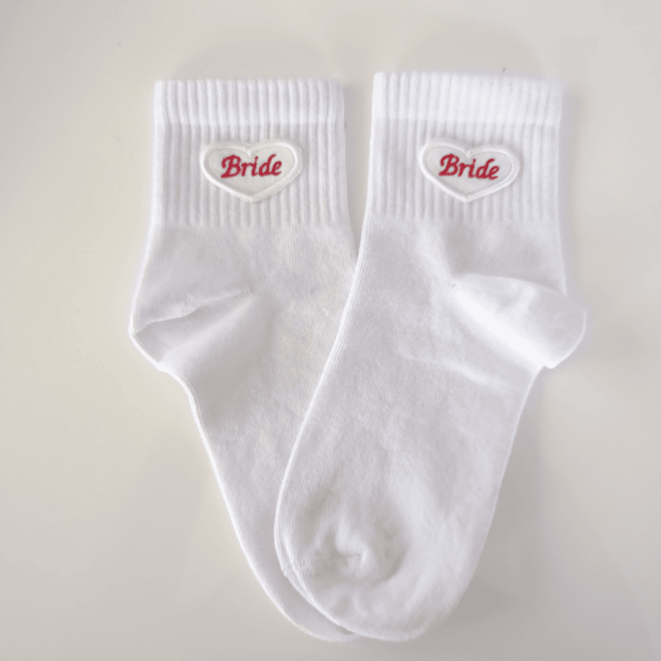 Personalized embroidered bridal socks