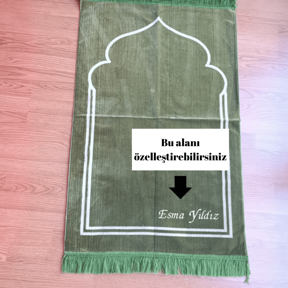 Personalized Green Prayer Rug with Name Embroidered