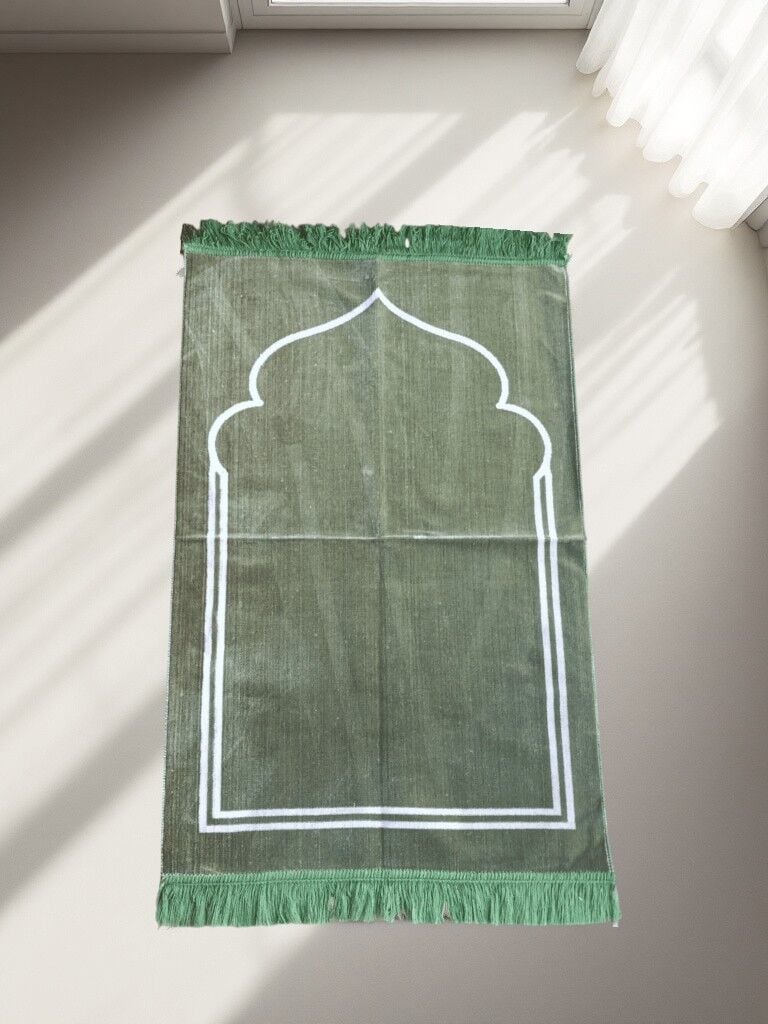 Personalized Green Prayer Rug with Name Embroidered