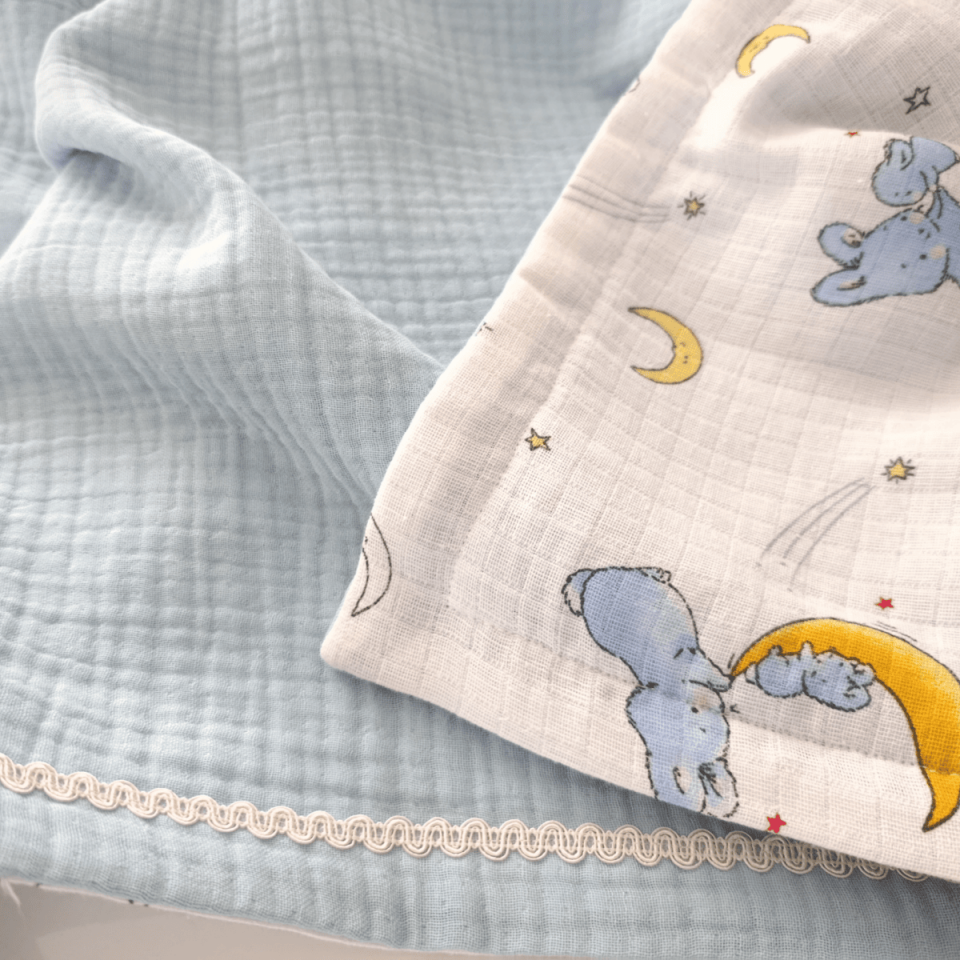 Blue Muslin Baby Blanket