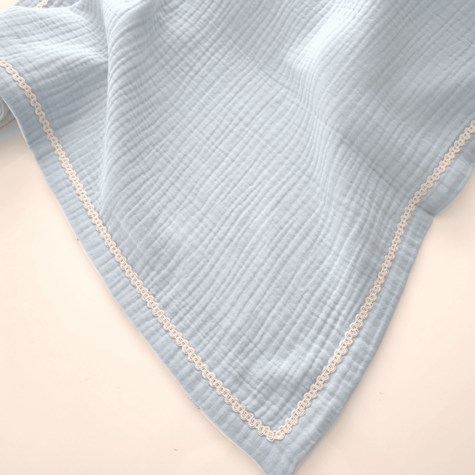Blue Muslin Baby Blanket