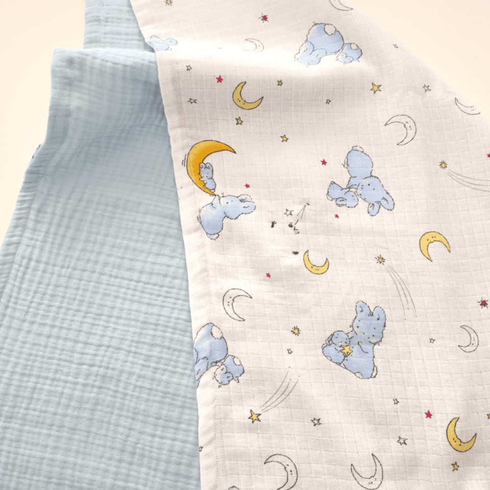 Blue Muslin Baby Blanket