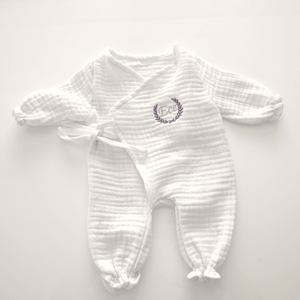 Newborn Hospital Discharge Set with Name Written - 6 Piece Personalized Muslin Baby Products