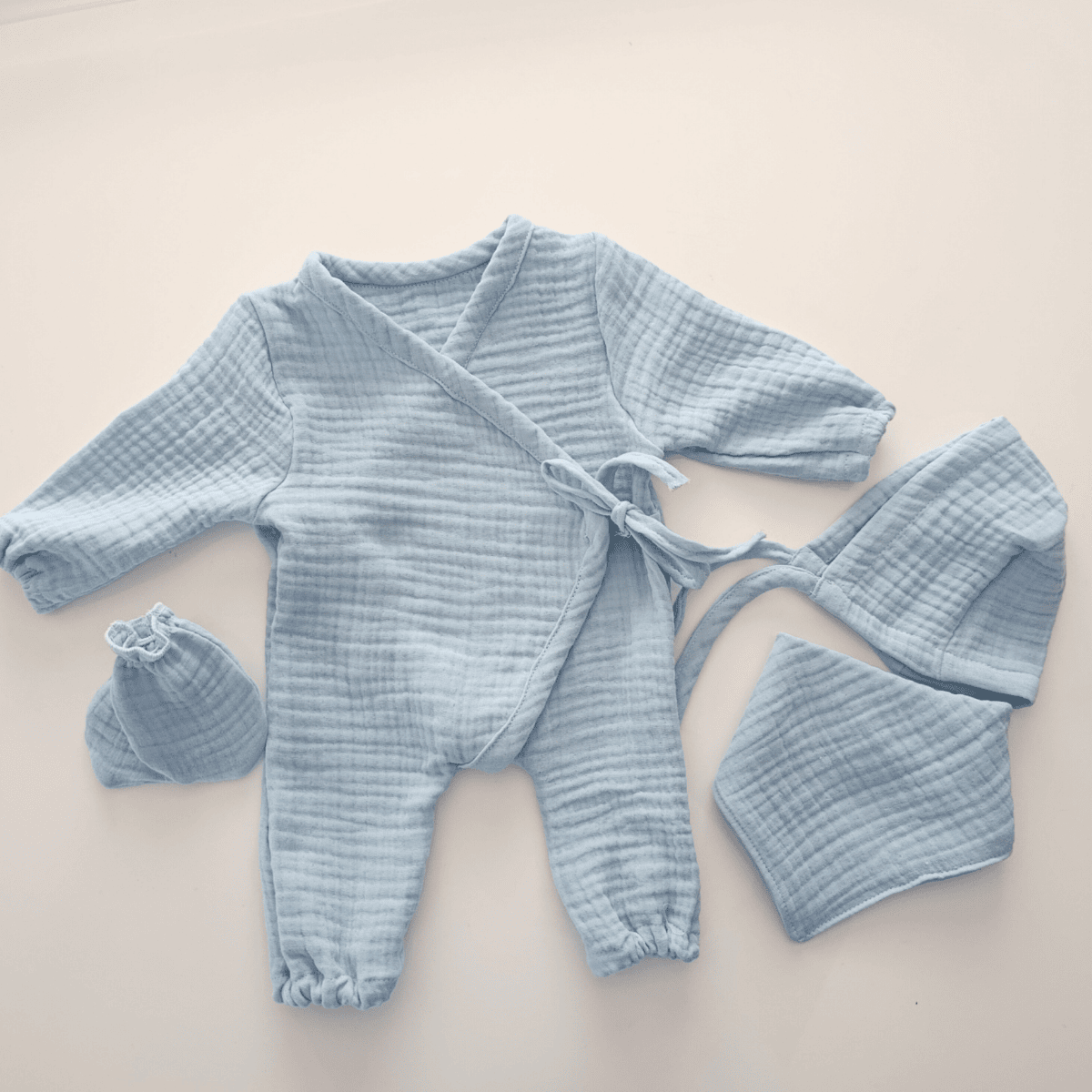 Blue Muslin 4-Piece Newborn Set
