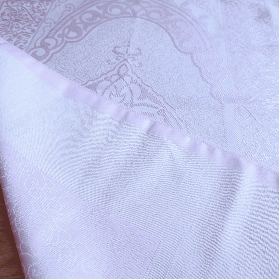 Pink Embroidered Personalized Prayer Rug Set