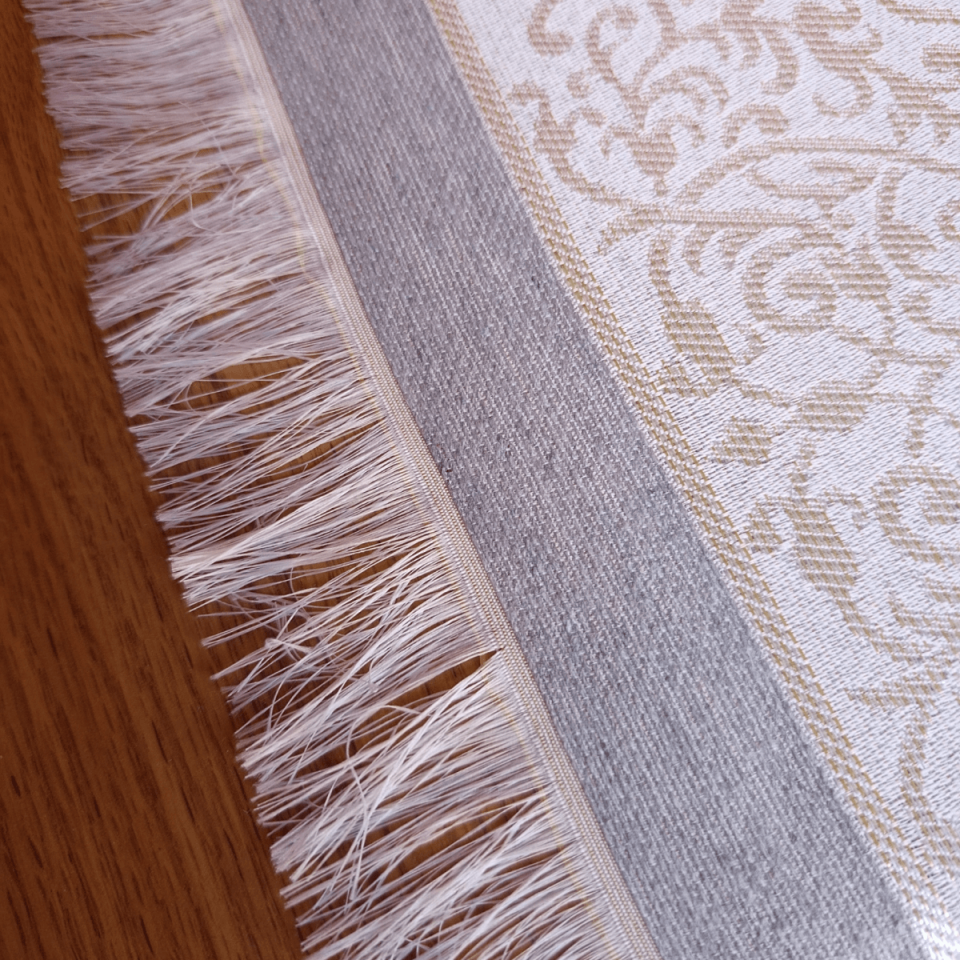 Gray Embroidered Personalized Prayer Rug Set