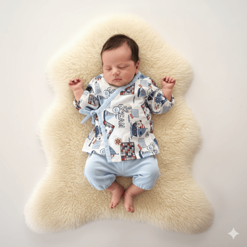 Pazen Kumaş Denizci Desenli %100 Pamuk Bebek Pijama Seti – 2’li Takım