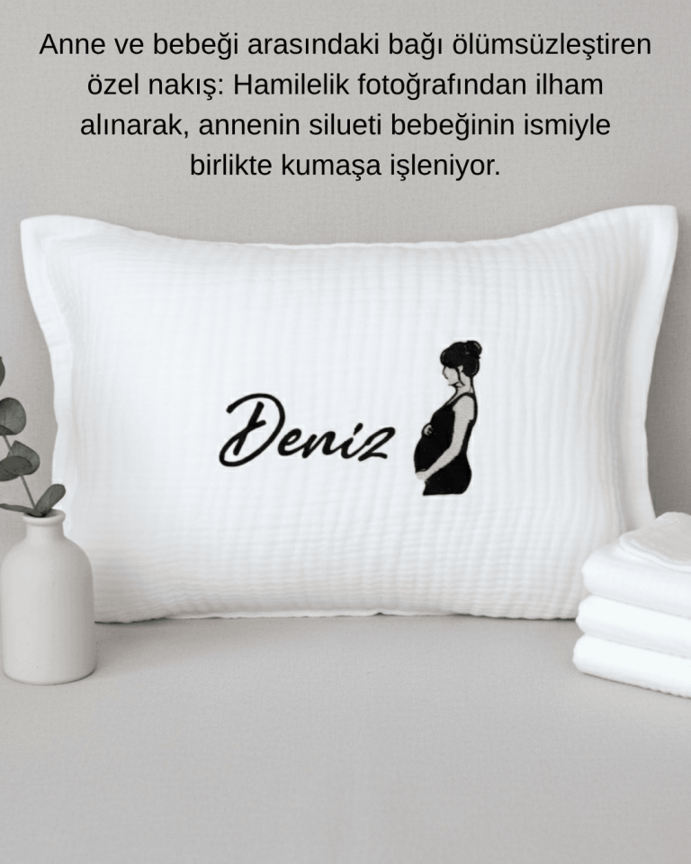 Fotoğraf Nakışlı  Kişiye Özel Yastık kılıfı| Bebeğinizin İsmiyle Hatıra Yastık