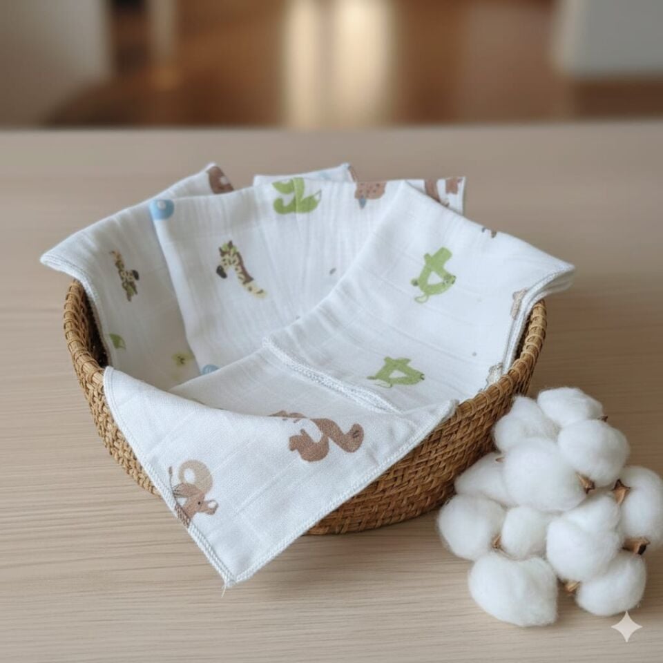 Müslin Ağız Mendili – 5’li Bebek Seti (25×25 cm)