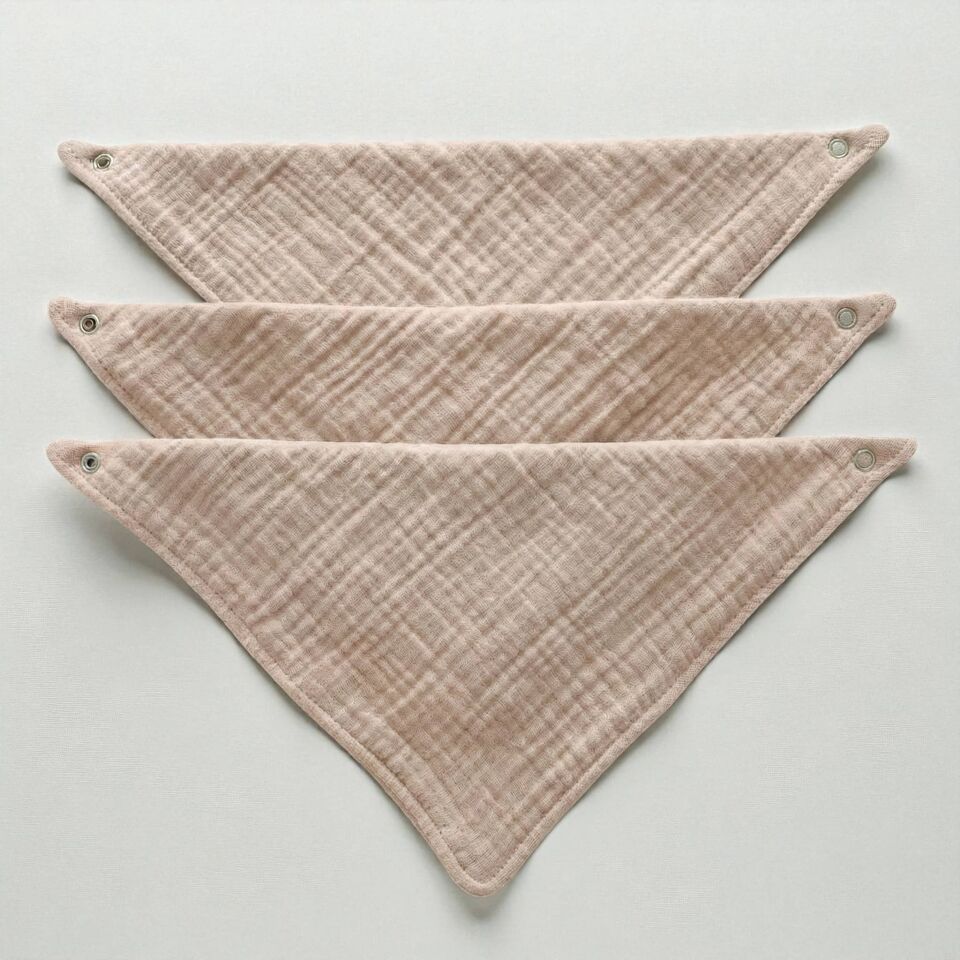 4-Layer Muslin Baby Bib – Brown Triangle Design | 100% Cotton