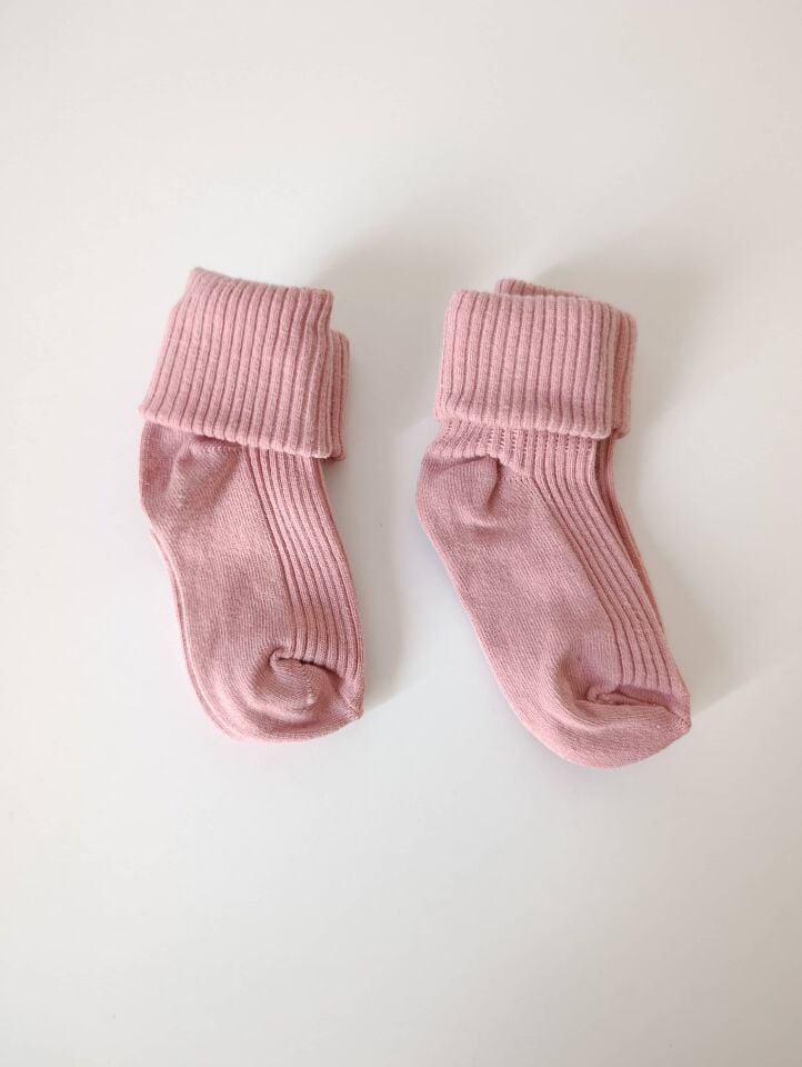 Powder Pink Baby Socks (0-12 Months) | 2 pairs Soft and Non-Constricting Newborn Socks 2 pairs